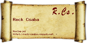 Reck Csaba névjegykártya